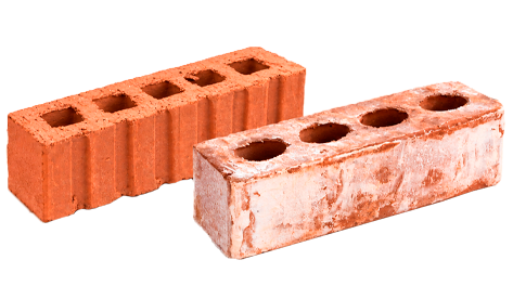 Dos ladrillos de arcilla en perspectiva Clay products